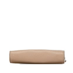 BVLGARI Chain Shoulder Wallet Greige Beige Leather Women's