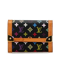 Louis Vuitton Monogram Multicolor Porto Monnaie Plat Coin Case M92656 Noir Black PVC Leather Women's LOUIS VUITTON