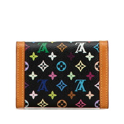 Louis Vuitton Monogram Multicolor Porto Monnaie Plat Coin Case M92656 Noir Black PVC Leather Women's LOUIS VUITTON