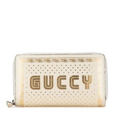 GUCCY SEGA Print Round Long Wallet 510488 Ivory White Leather Women's GUCCI