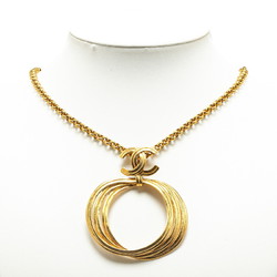 Chanel Coco Mark Turnlock Chain Necklace Gold Plated Women's CHANEL