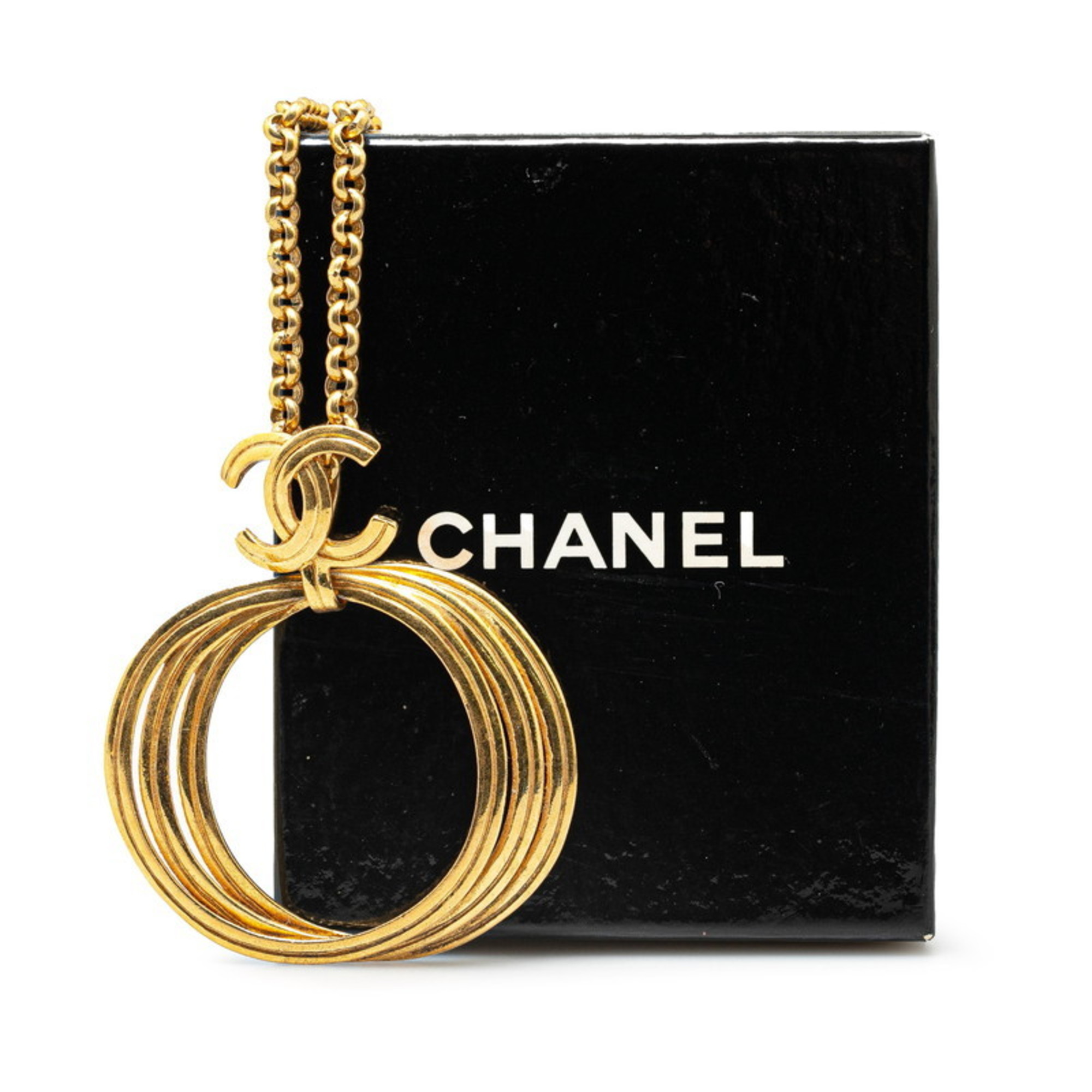 Chanel Coco Mark Turnlock Chain Necklace Gold Plated Women's CHANEL