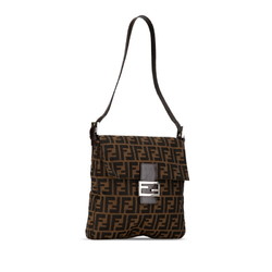 FENDI ZUCCA Mamma Bucket Handbag Bag Brown Canvas Leather Women's