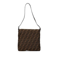 FENDI ZUCCA Mamma Bucket Handbag Bag Brown Canvas Leather Women's