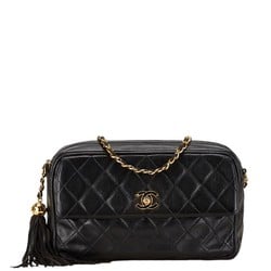 Chanel Matelasse Coco Mark Chain Shoulder Bag Black Lambskin Women's CHANEL