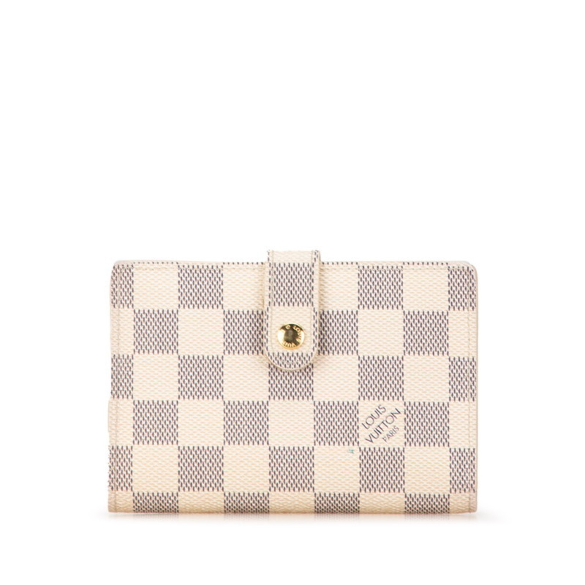 Louis Vuitton Damier Azur Portefeuille Viennois Bi-fold Wallet N61676 White PVC Leather Women's LOUIS VUITTON