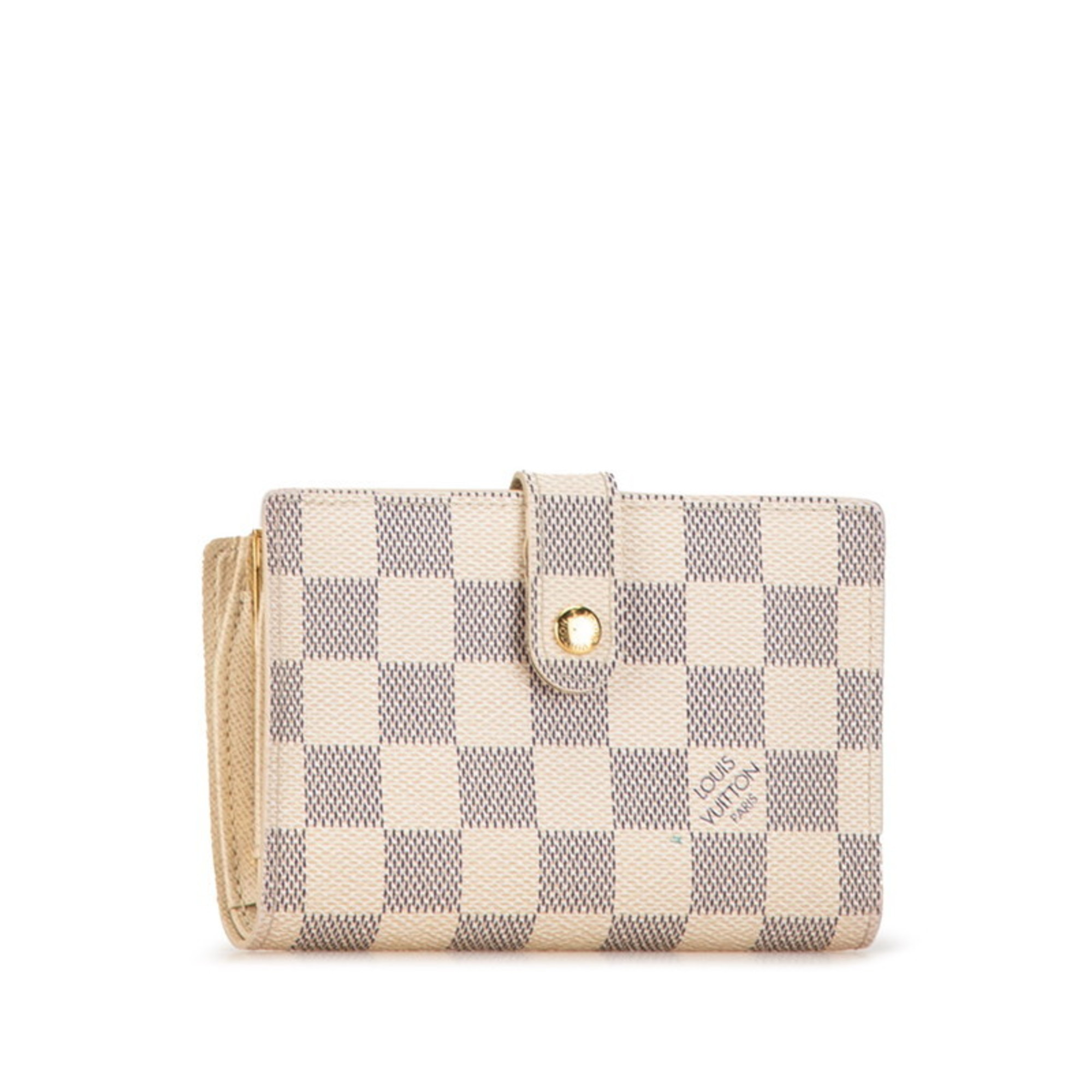 Louis Vuitton Damier Azur Portefeuille Viennois Bi-fold Wallet N61676 White PVC Leather Women's LOUIS VUITTON