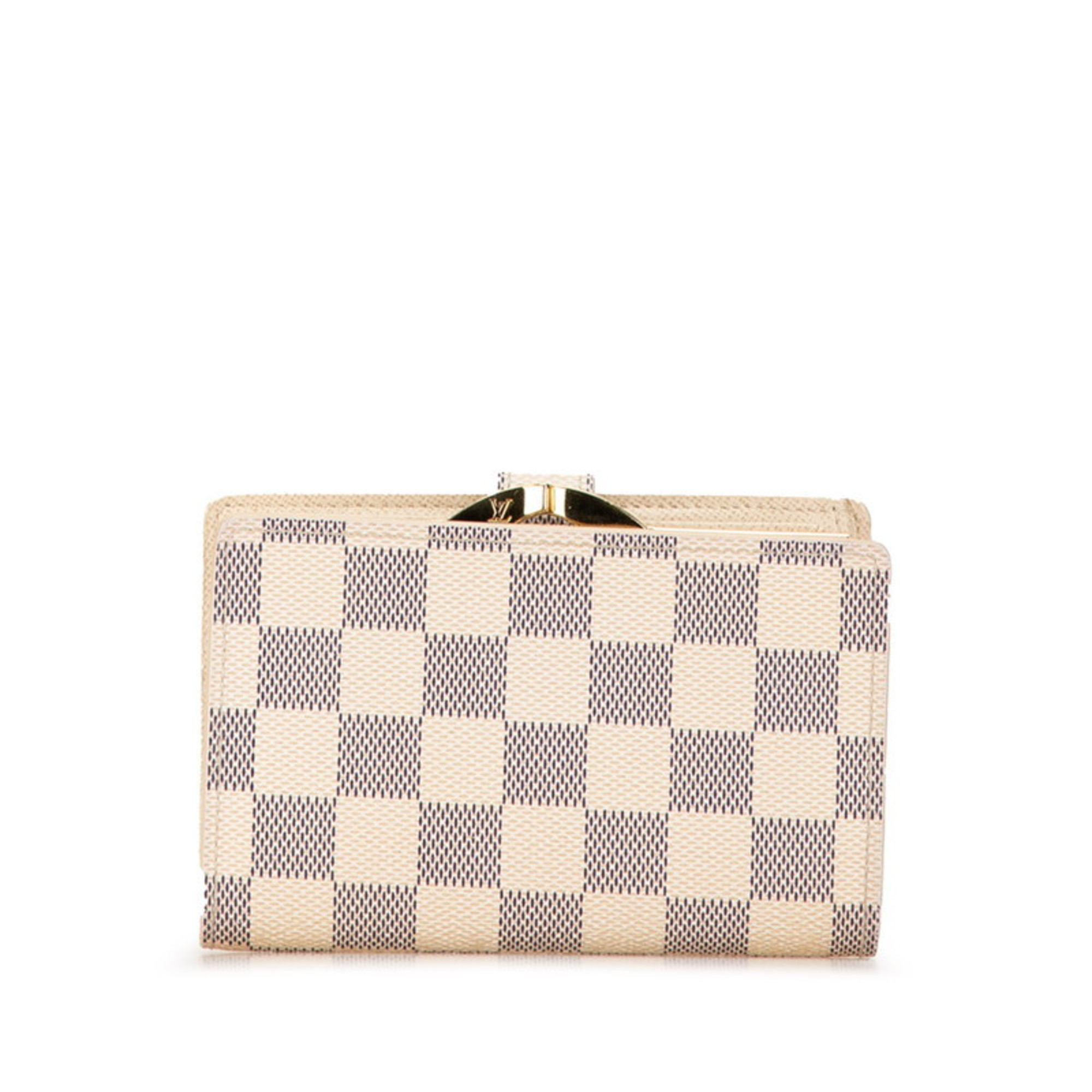 Louis Vuitton Damier Azur Portefeuille Viennois Bi-fold Wallet N61676 White PVC Leather Women's LOUIS VUITTON