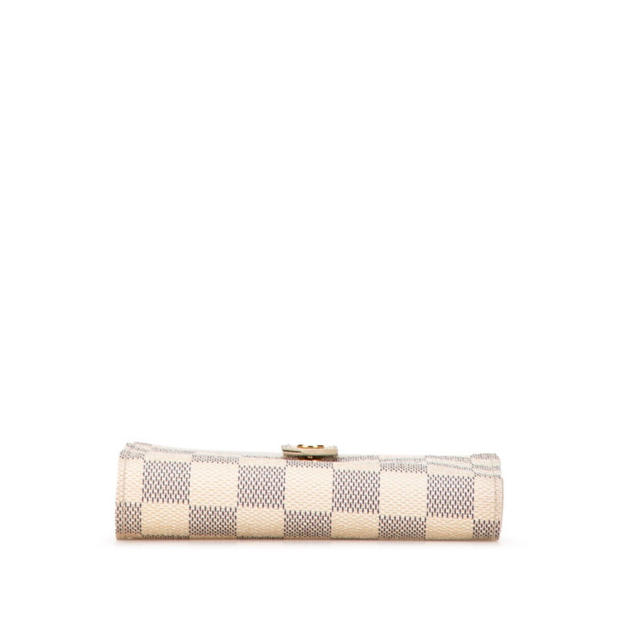 Louis Vuitton Damier Azur Portefeuille Viennois Bi-fold Wallet N61676 White PVC Leather Women's LOUIS VUITTON