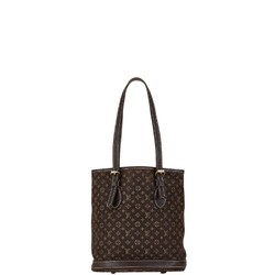 Louis Vuitton Monogram Run Bucket PM Tote Bag M95226 Ebene Canvas Leather Women's LOUIS VUITTON