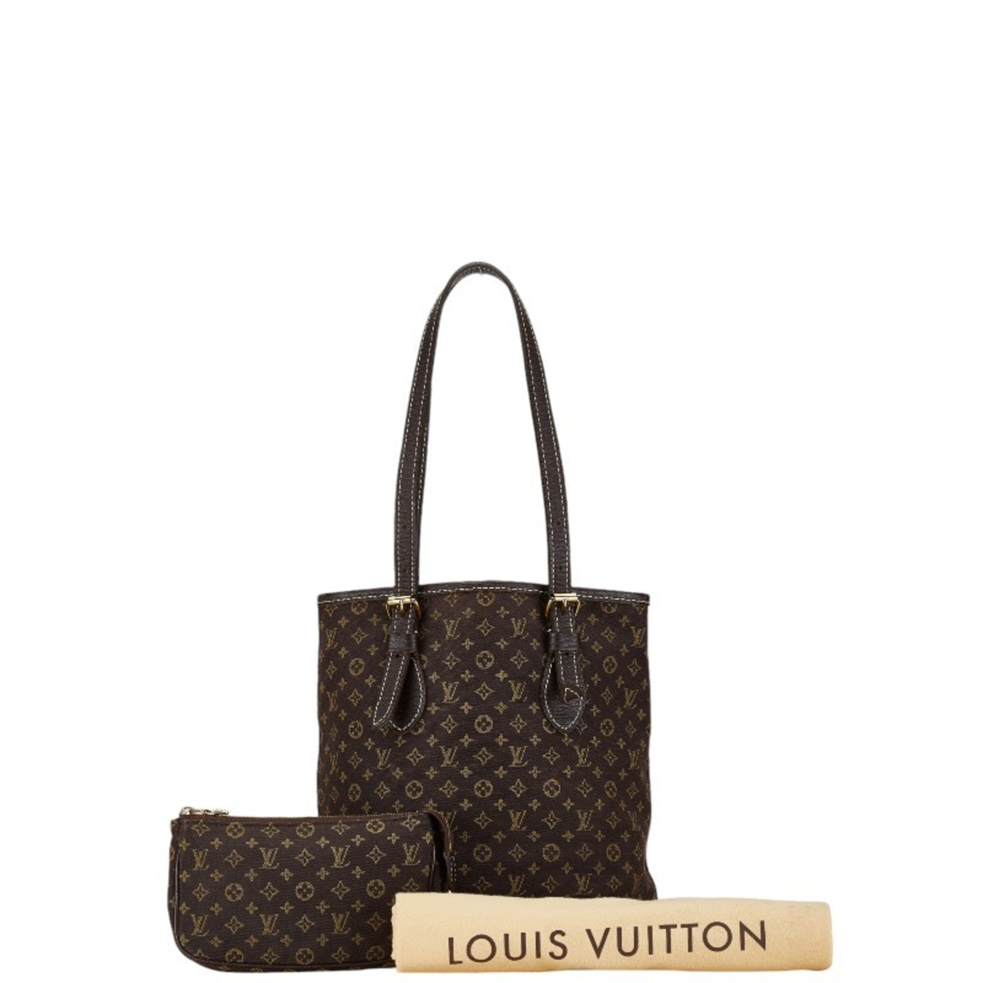 Louis Vuitton Monogram Run Bucket PM Tote Bag M95226 Ebene Canvas Leather Women's LOUIS VUITTON