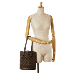 Louis Vuitton Monogram Run Bucket PM Tote Bag M95226 Ebene Canvas Leather Women's LOUIS VUITTON