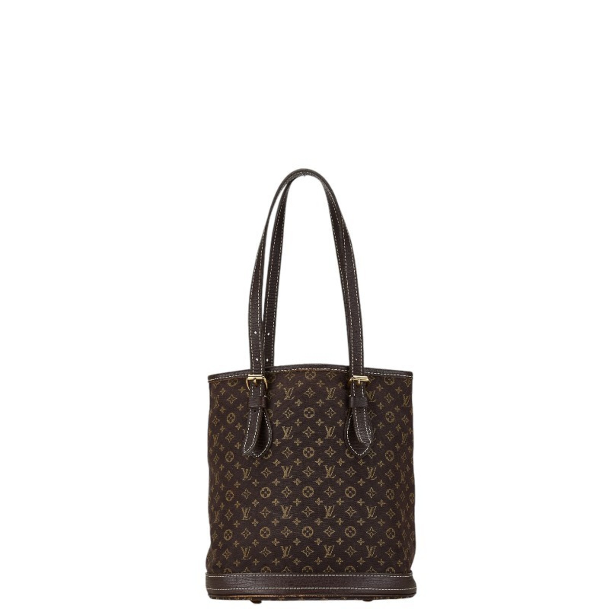 Louis Vuitton Monogram Run Bucket PM Tote Bag M95226 Ebene Canvas Leather Women's LOUIS VUITTON