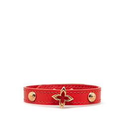 Louis Vuitton Monogram Flower Bracelet #17 M6535 Red Leather Women's LOUIS VUITTON