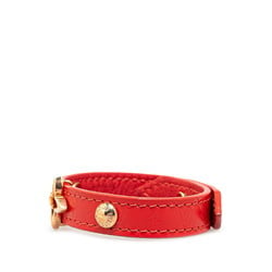 Louis Vuitton Monogram Flower Bracelet #17 M6535 Red Leather Women's LOUIS VUITTON