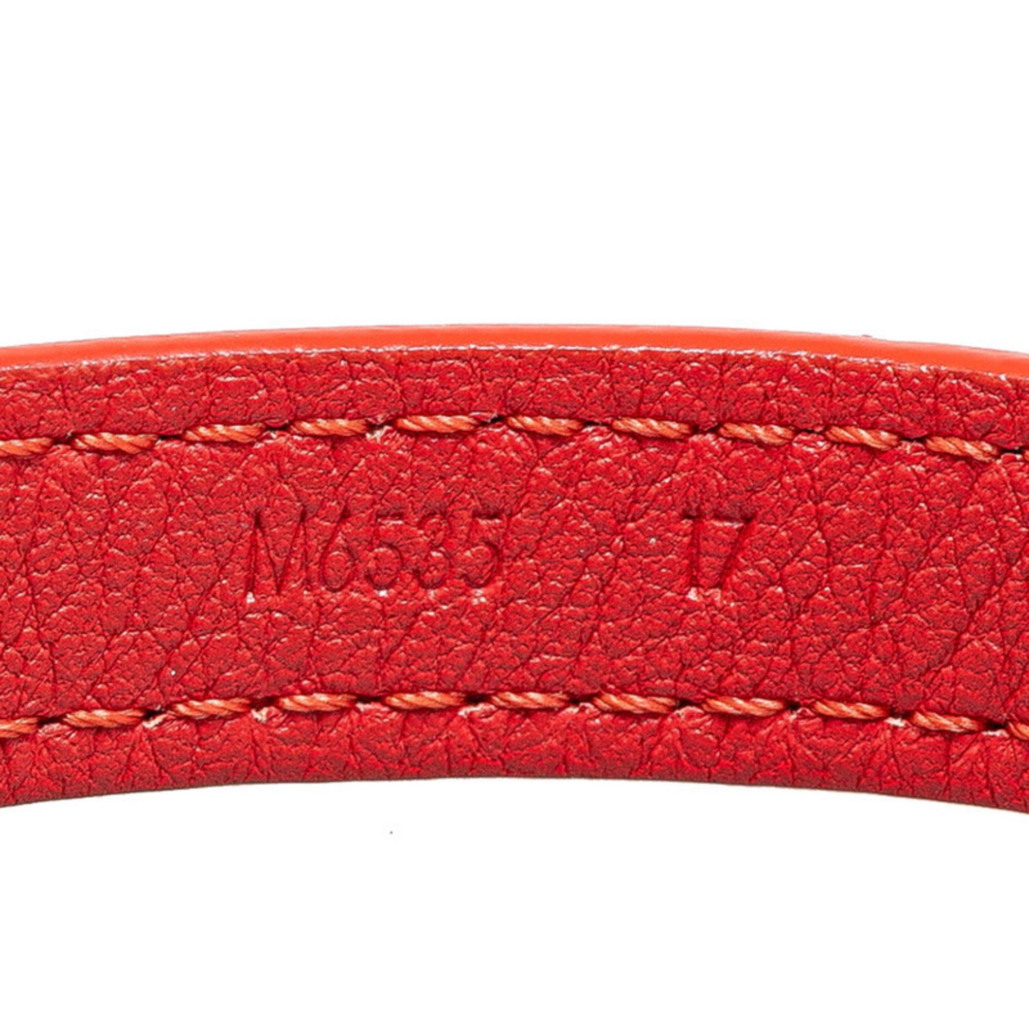 Louis Vuitton Monogram Flower Bracelet #17 M6535 Red Leather Women's LOUIS VUITTON