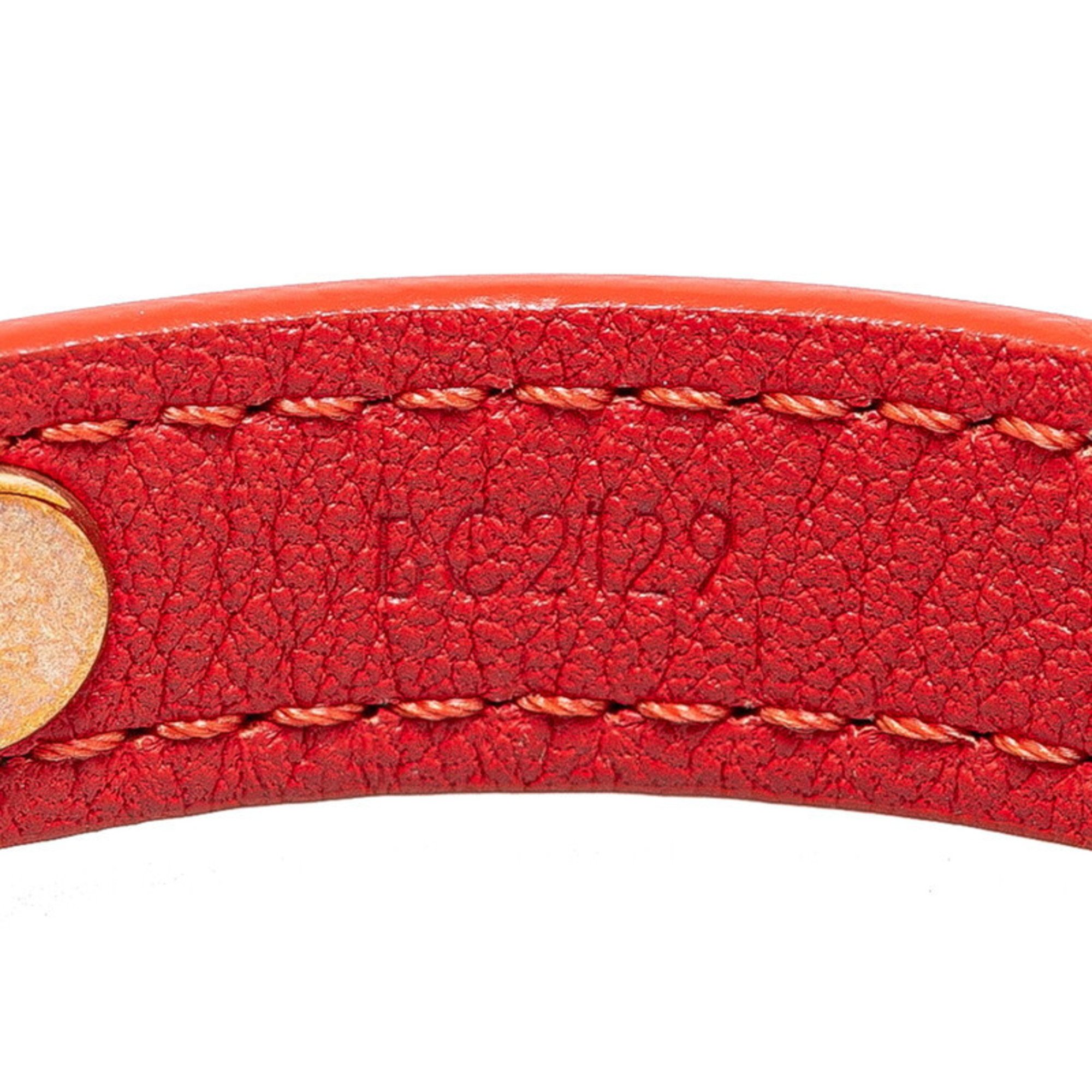 Louis Vuitton Monogram Flower Bracelet #17 M6535 Red Leather Women's LOUIS VUITTON