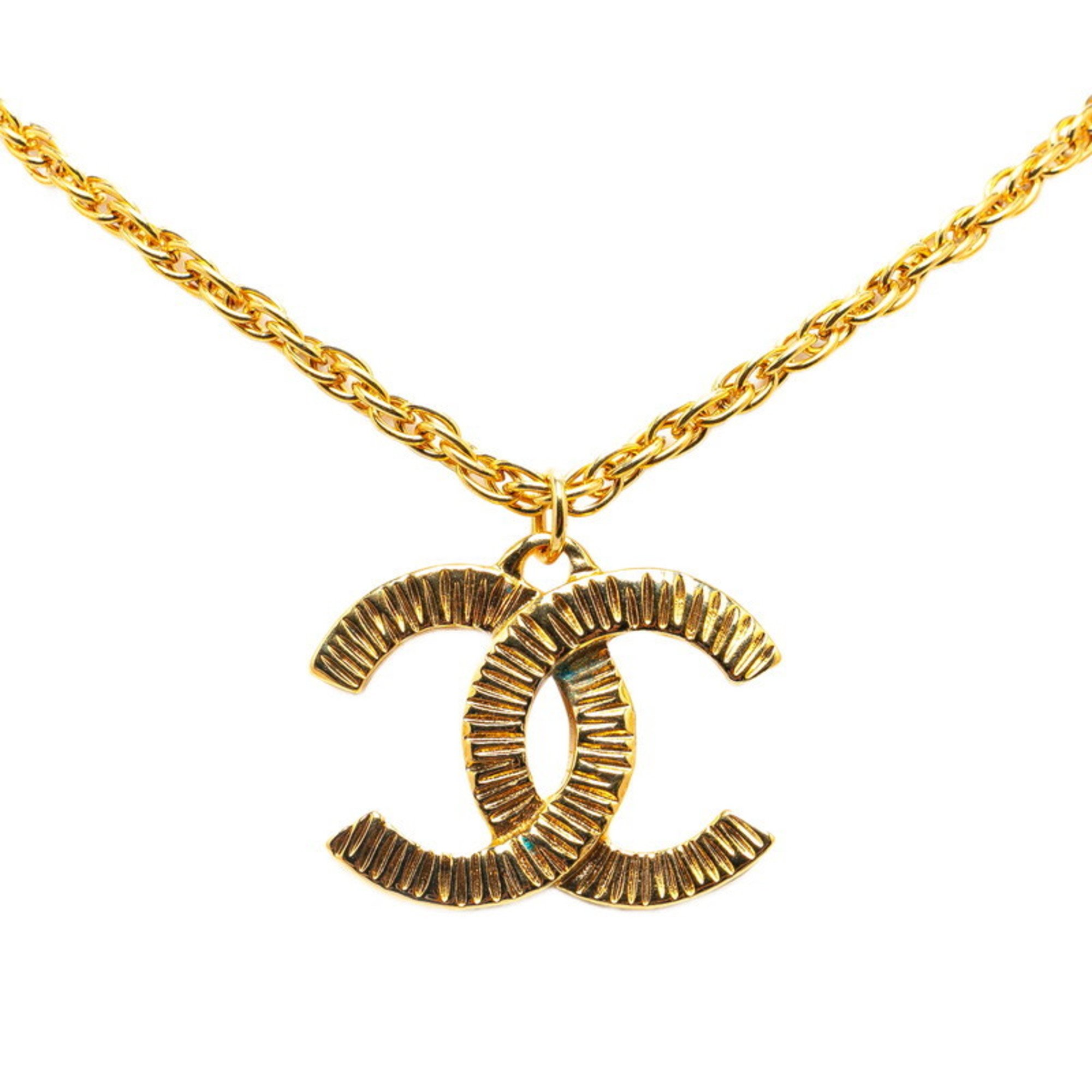 Chanel Coco Mark Necklace Gold Plated Women's CHANEL