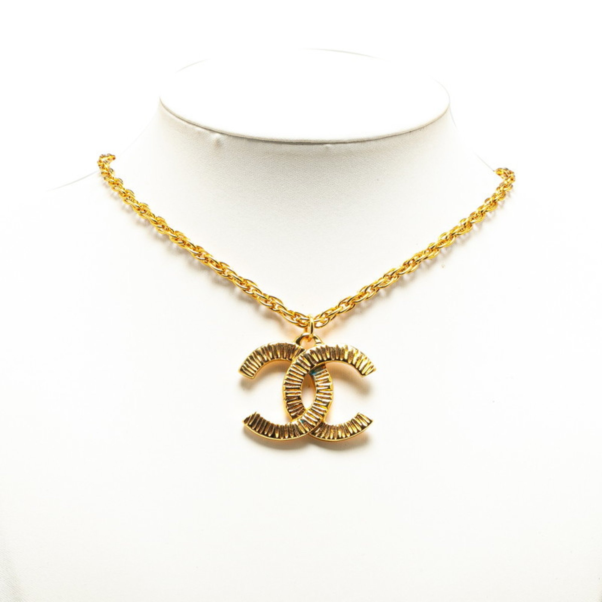 Chanel Coco Mark Necklace Gold Plated Women's CHANEL