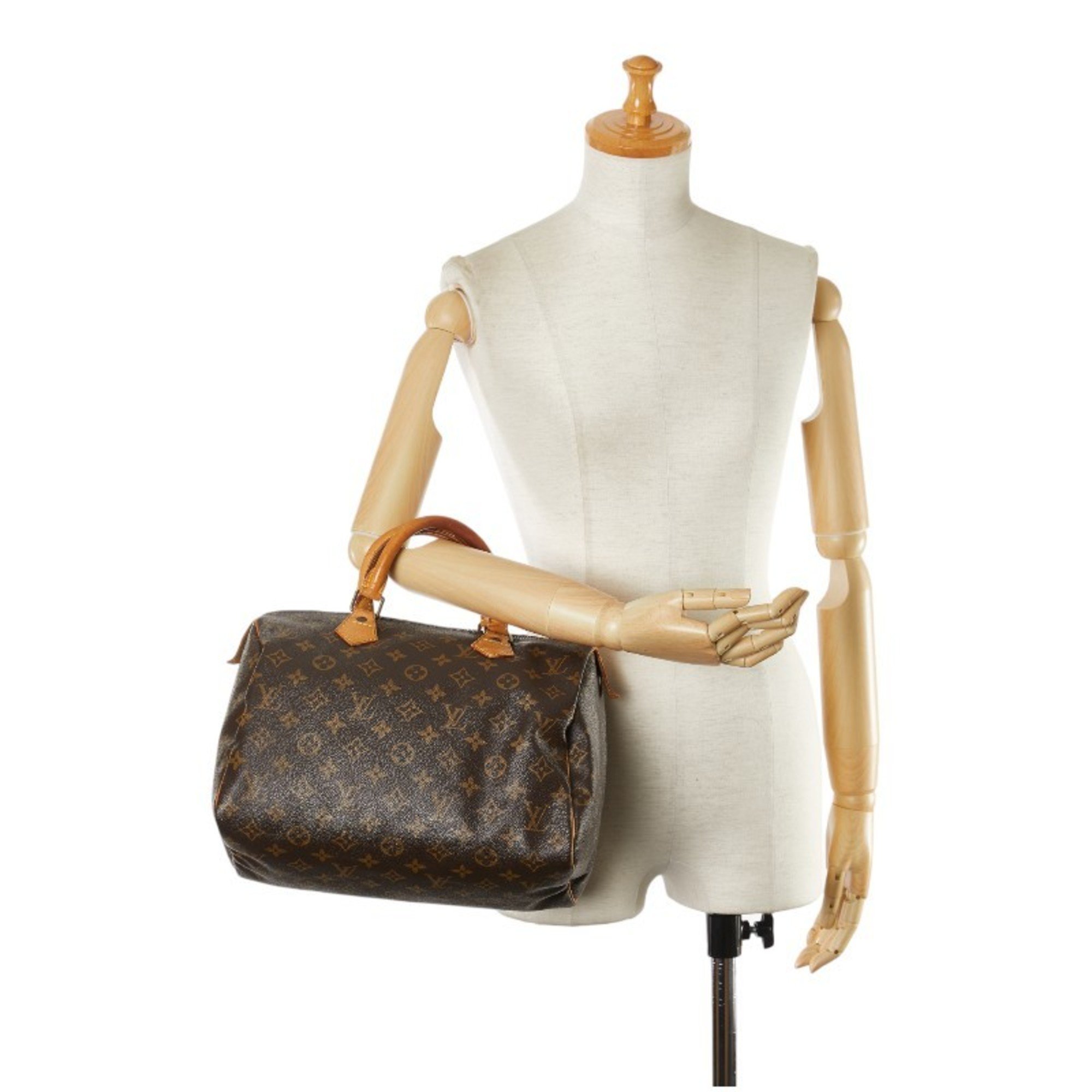 Louis Vuitton Monogram Speedy 30 Handbag Boston Bag M41526 Brown PVC Leather Women's LOUIS VUITTON