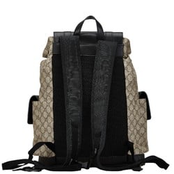 Gucci GG Supreme Backpack 450958 Beige Black Canvas Leather Women's GUCCI