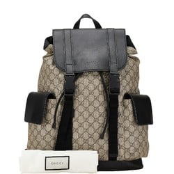 Gucci GG Supreme Backpack 450958 Beige Black Canvas Leather Women's GUCCI