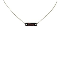 Christian Dior Dior Plate Necklace Silver Metal Women's