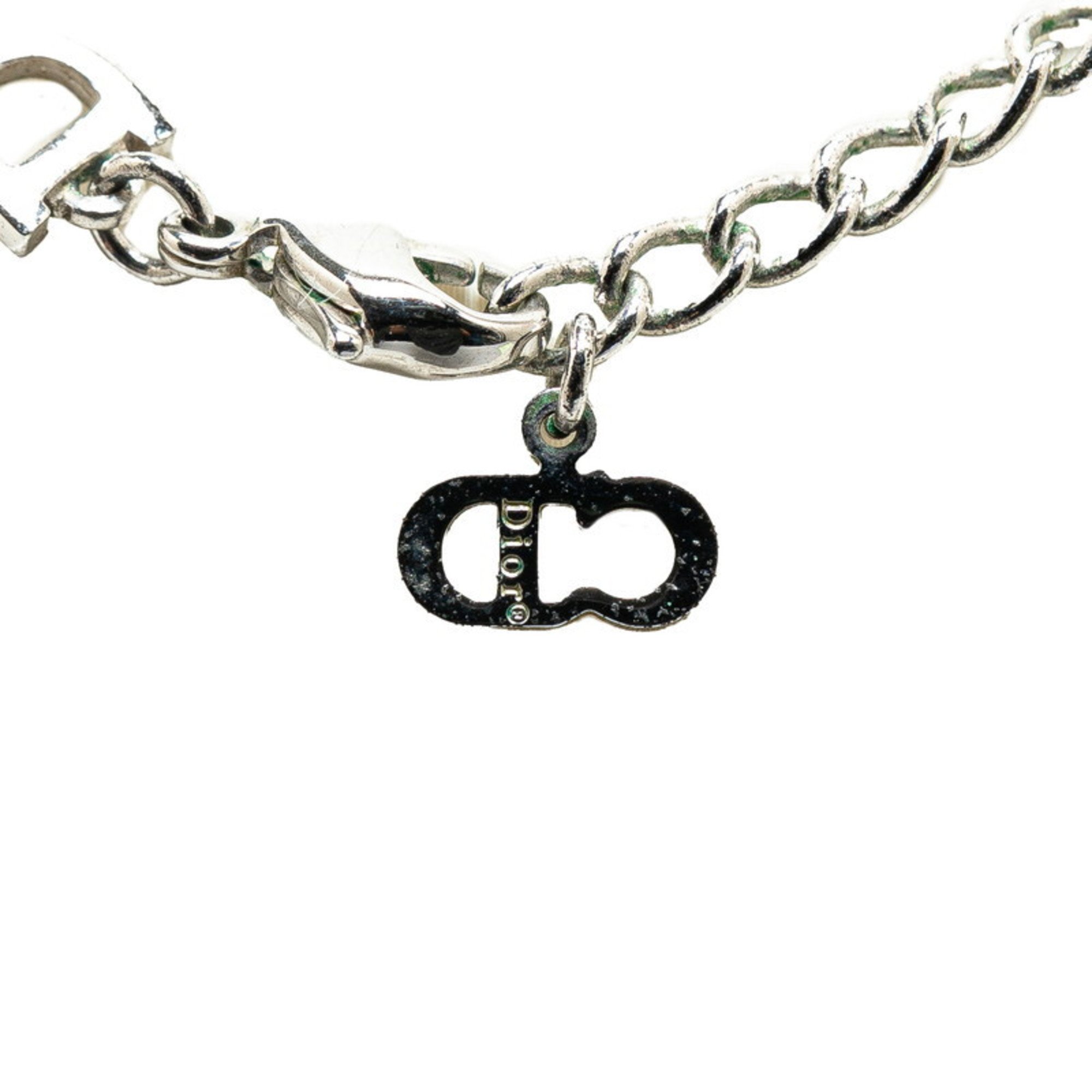 Christian Dior Dior Plate Necklace Silver Metal Women's