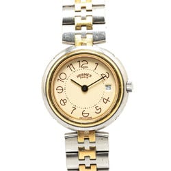 Hermes Profile Watch Quartz Ivory Dial Stainless Steel Plated Women's HERMES