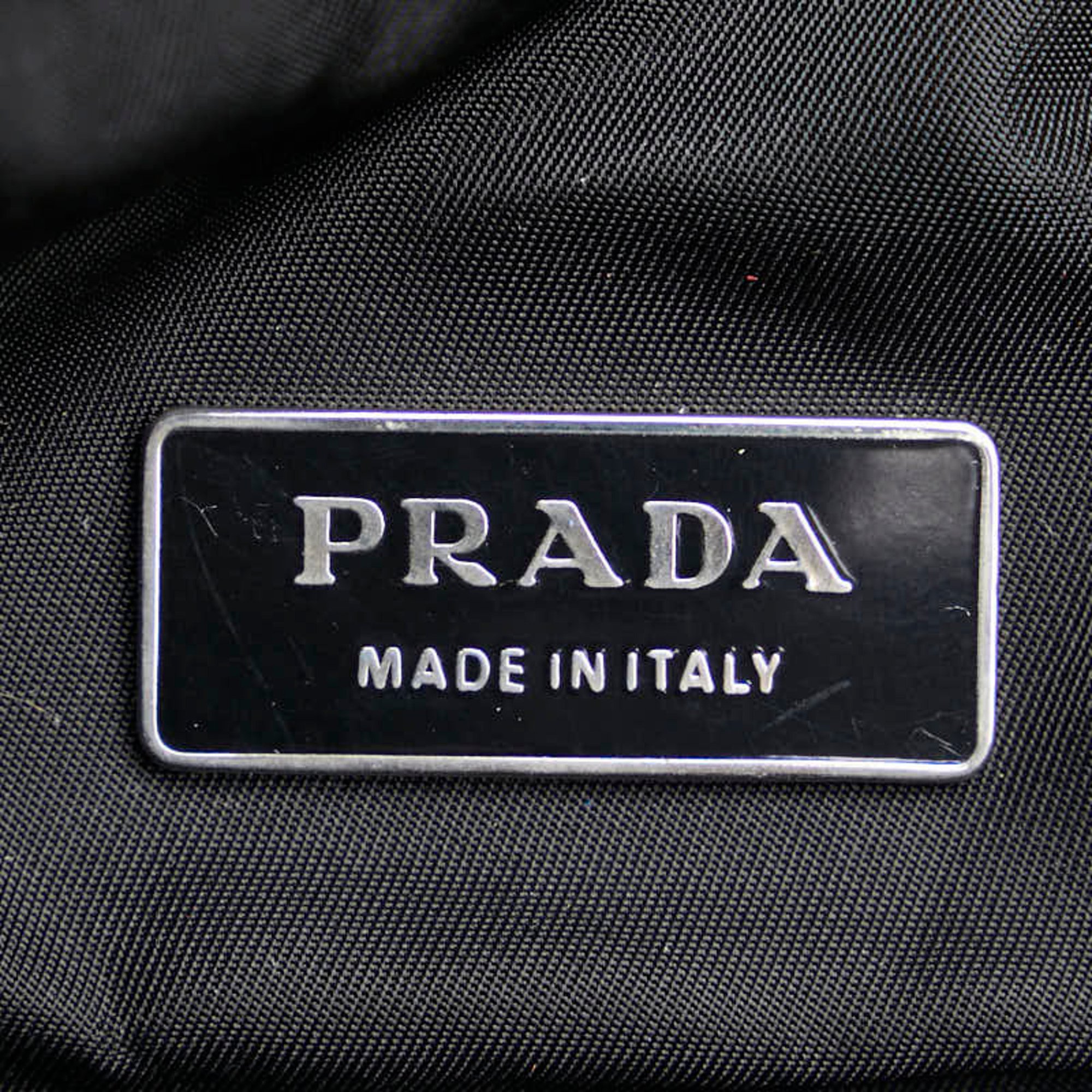 Prada Triangle Plate Backpack Black Nylon Leather Women's PRADA