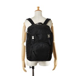 Prada Triangle Plate Backpack Black Nylon Leather Women's PRADA