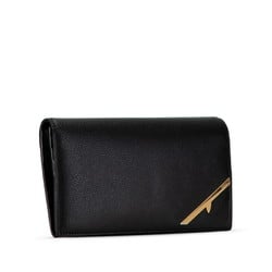 FENDI Long Wallet 7M0264 Black Leather Women's