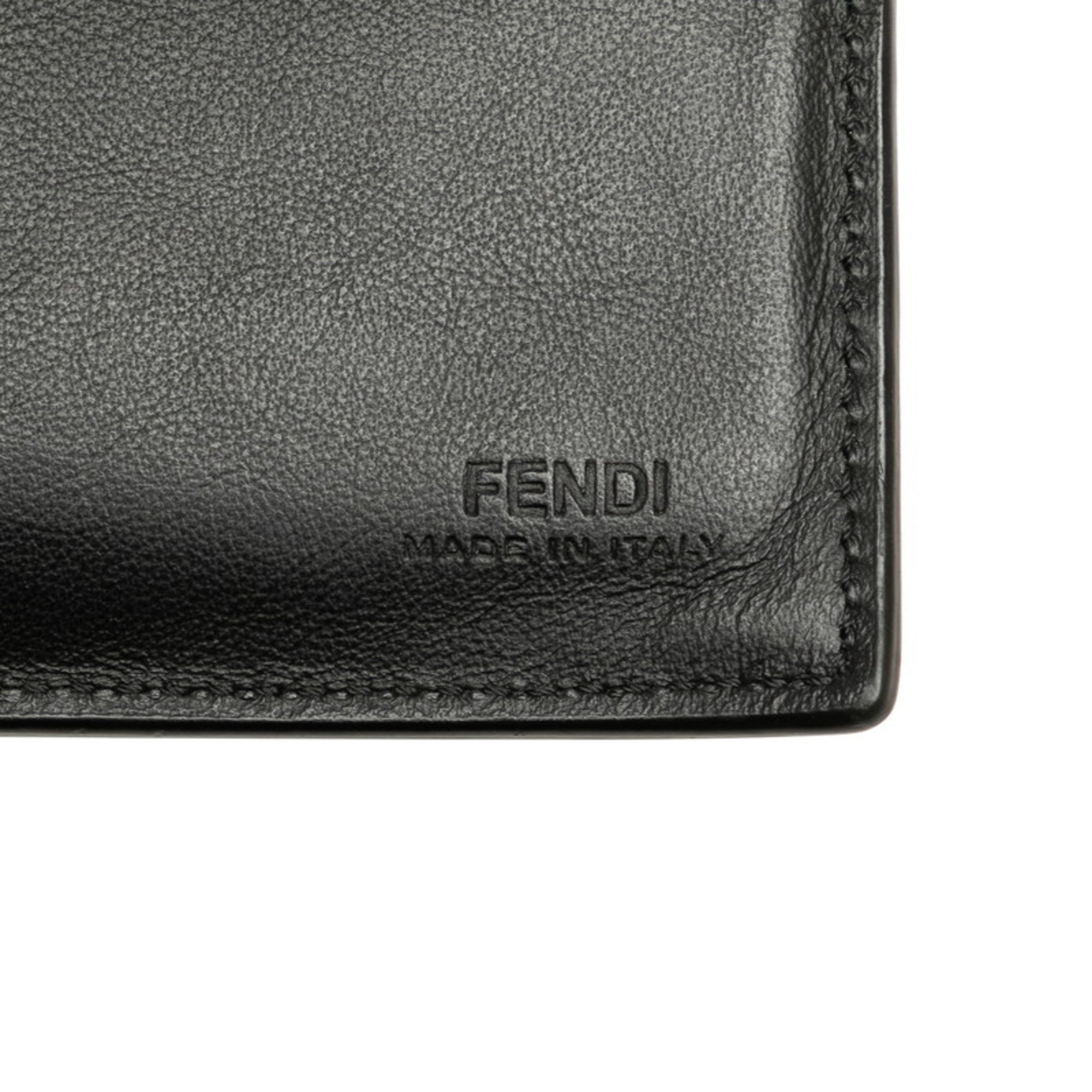 FENDI Long Wallet 7M0264 Black Leather Women's