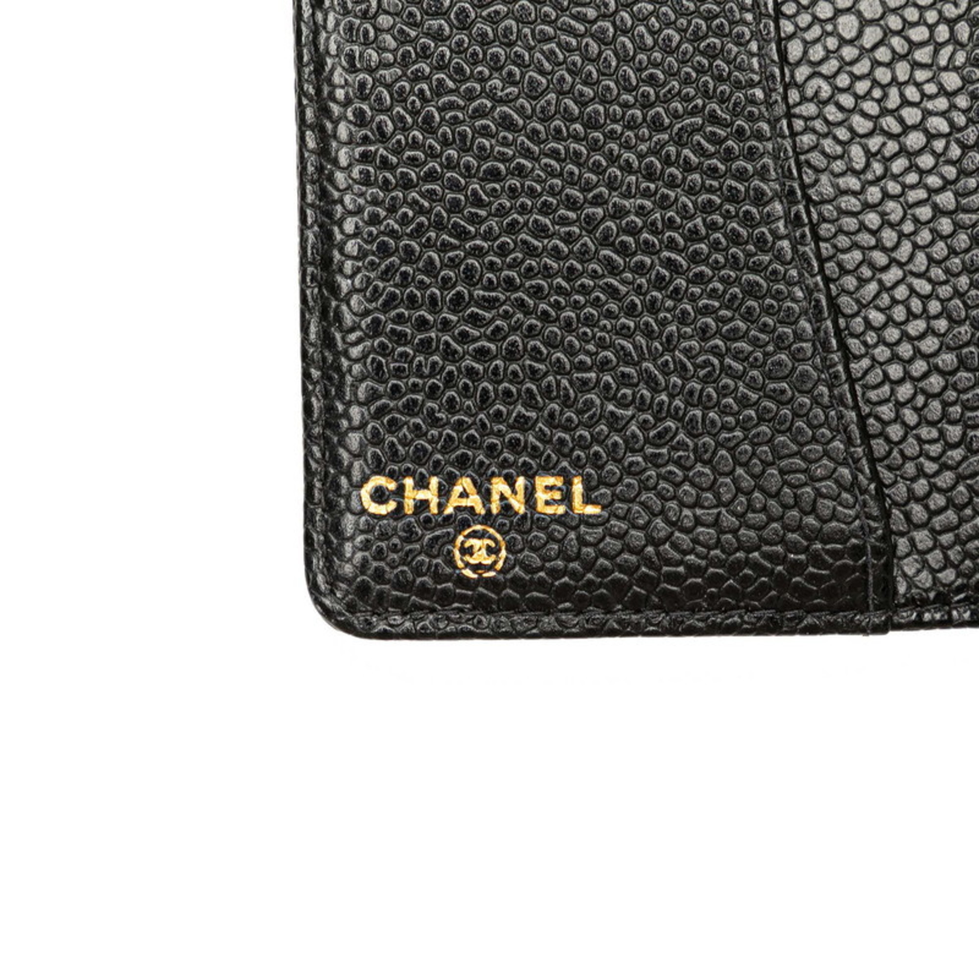 CHANEL Coco Mark Notebook Cover Agenda Black Caviar Skin Women's