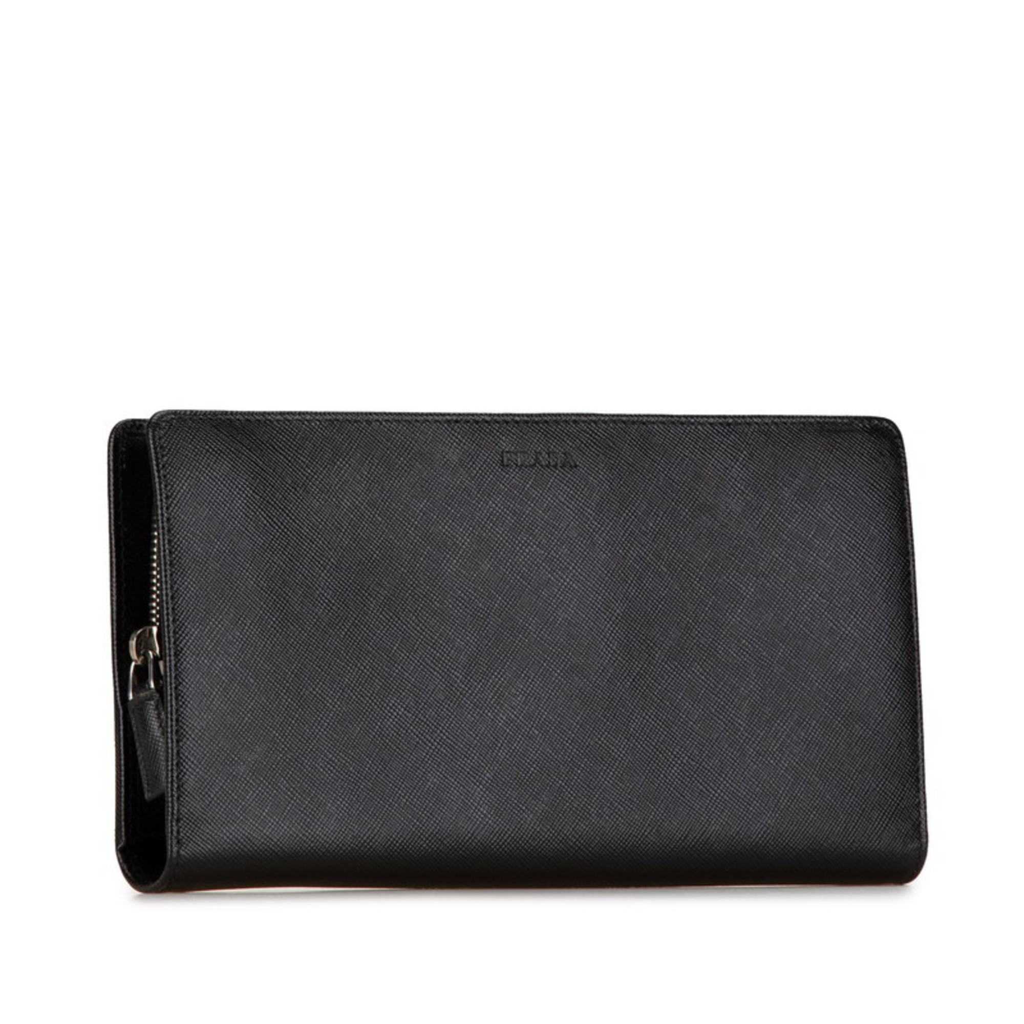 Prada Long Wallet Bag Clutch Black Leather Men's PRADA