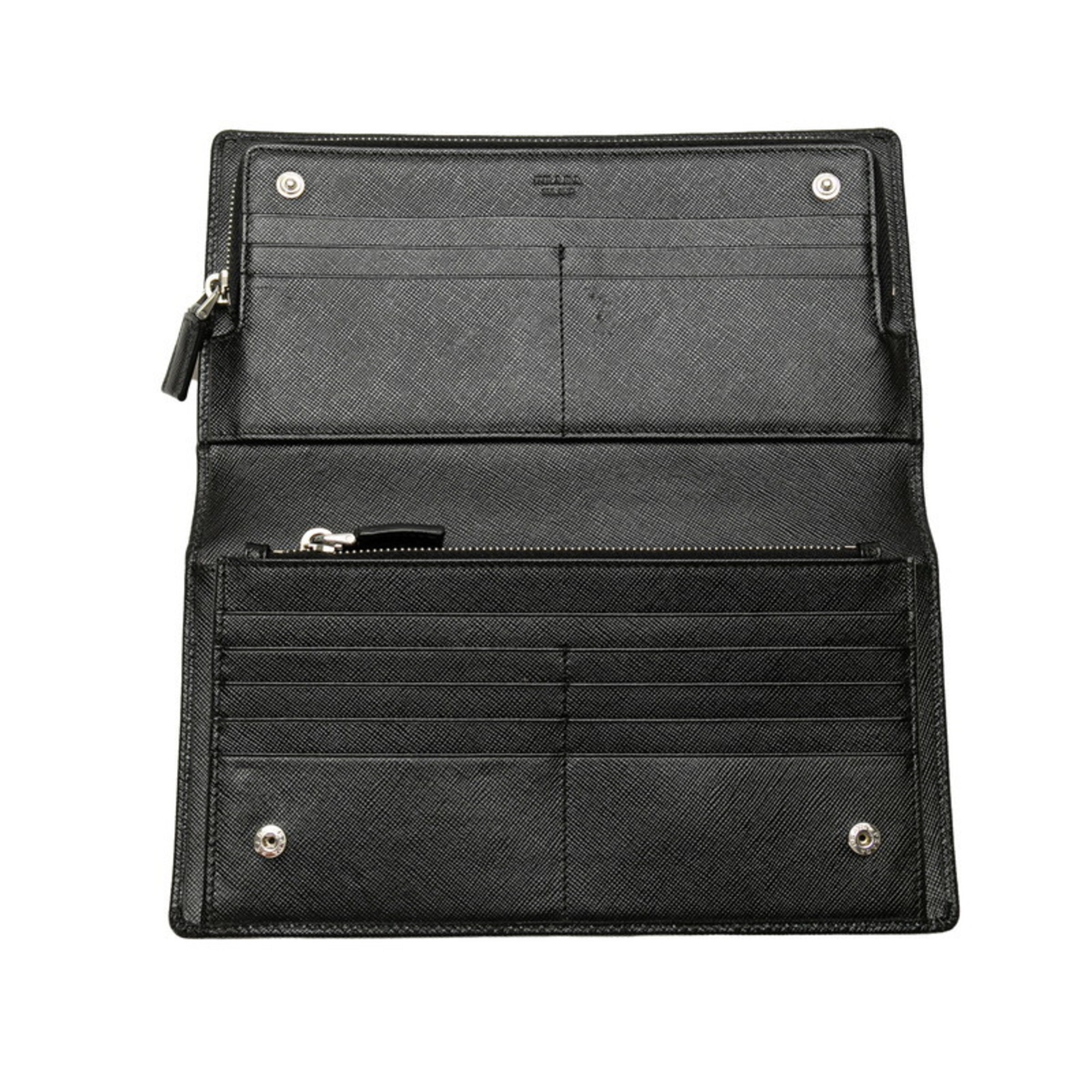 Prada Long Wallet Bag Clutch Black Leather Men's PRADA