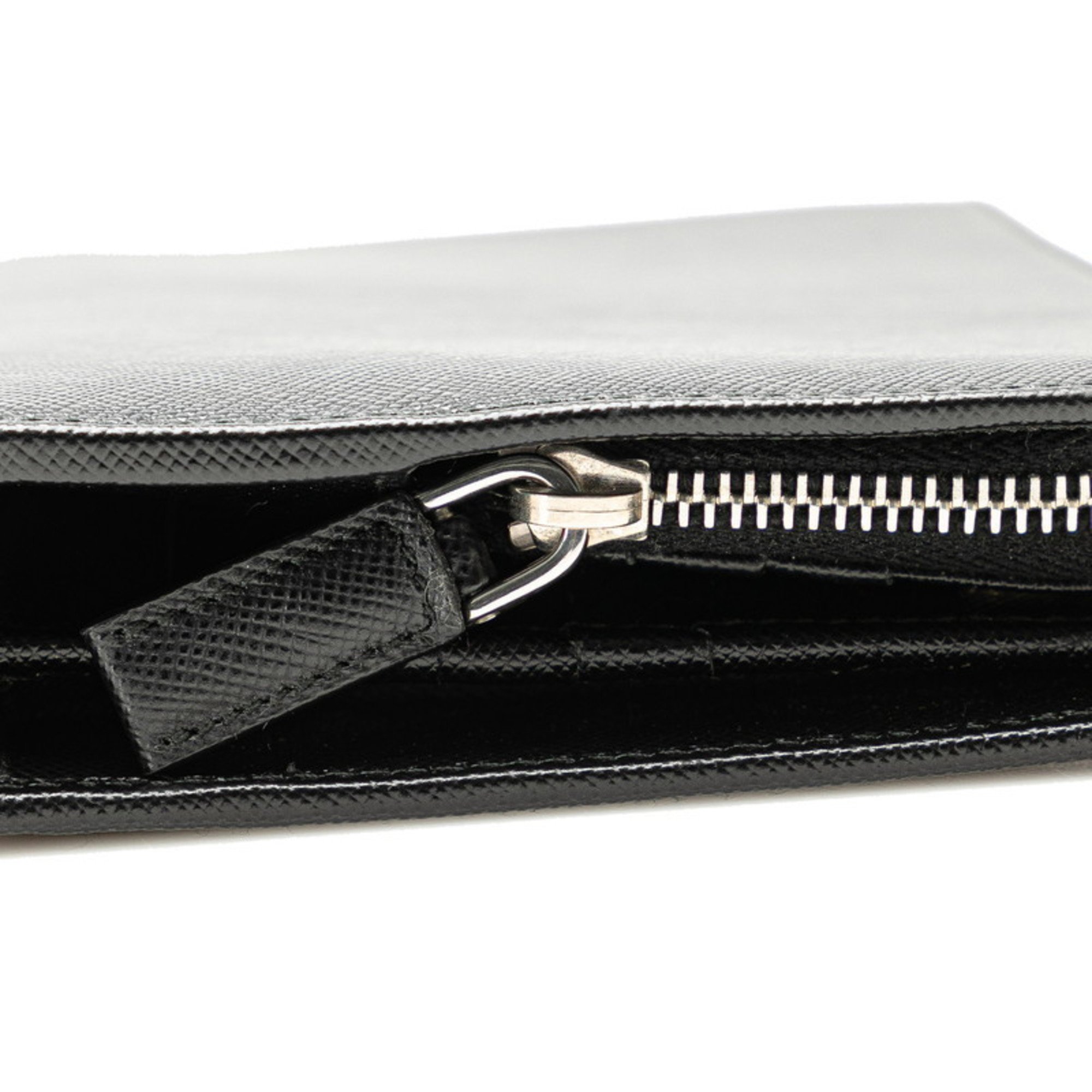 Prada Long Wallet Bag Clutch Black Leather Men's PRADA