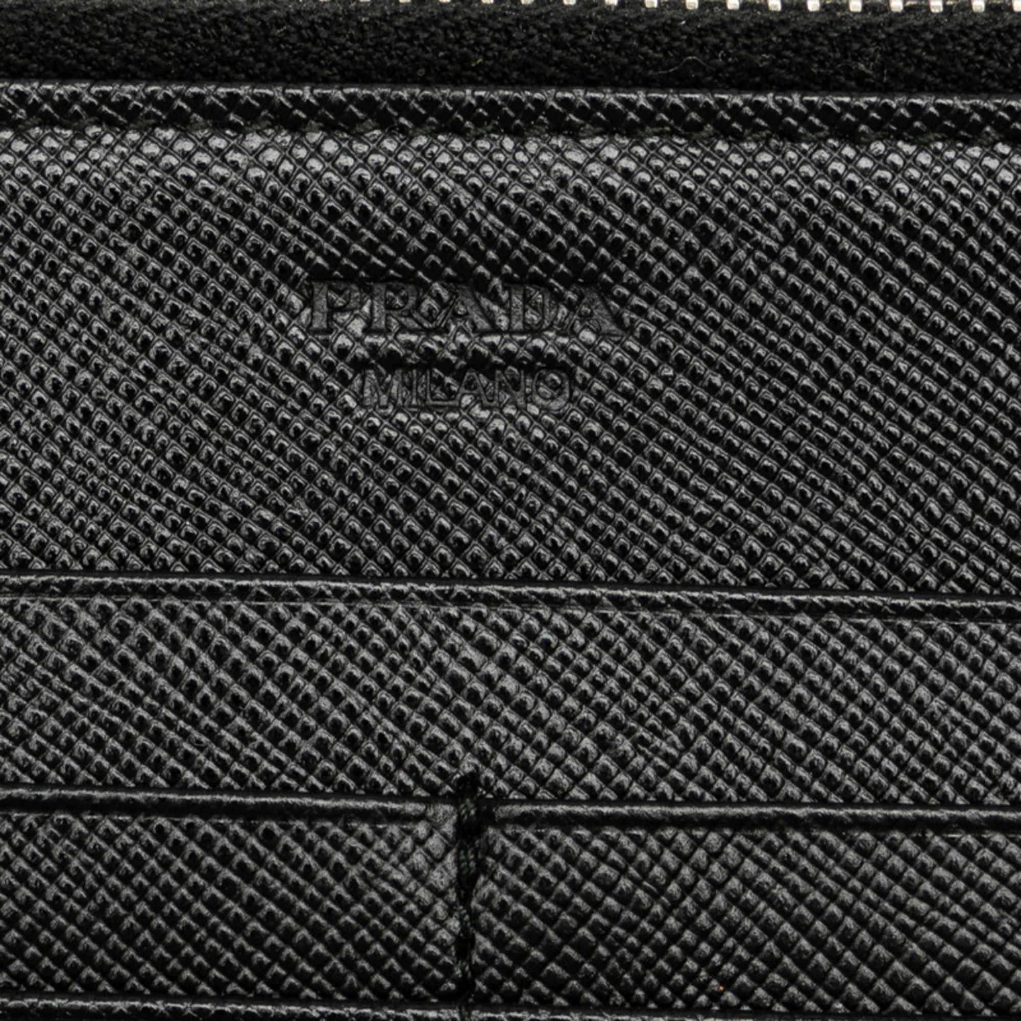 Prada Long Wallet Bag Clutch Black Leather Men's PRADA