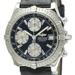 Polished BREITLING Chronomat Steel Leather Automatic Mens Watch A13352 BF576086