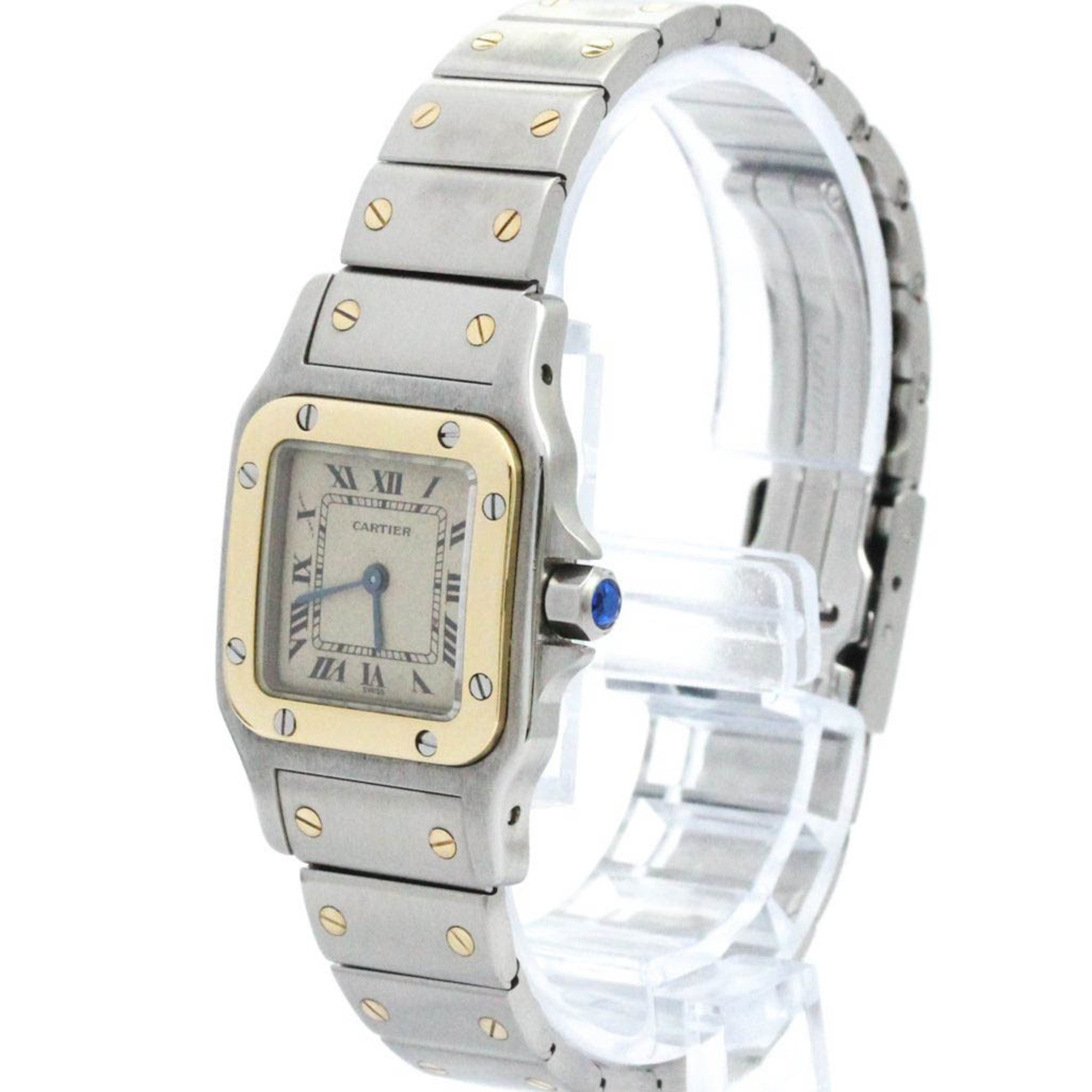 CARTIER Santos Galbee 18K Gold Steel Quartz Ladies Watch W20012C4 BF576057