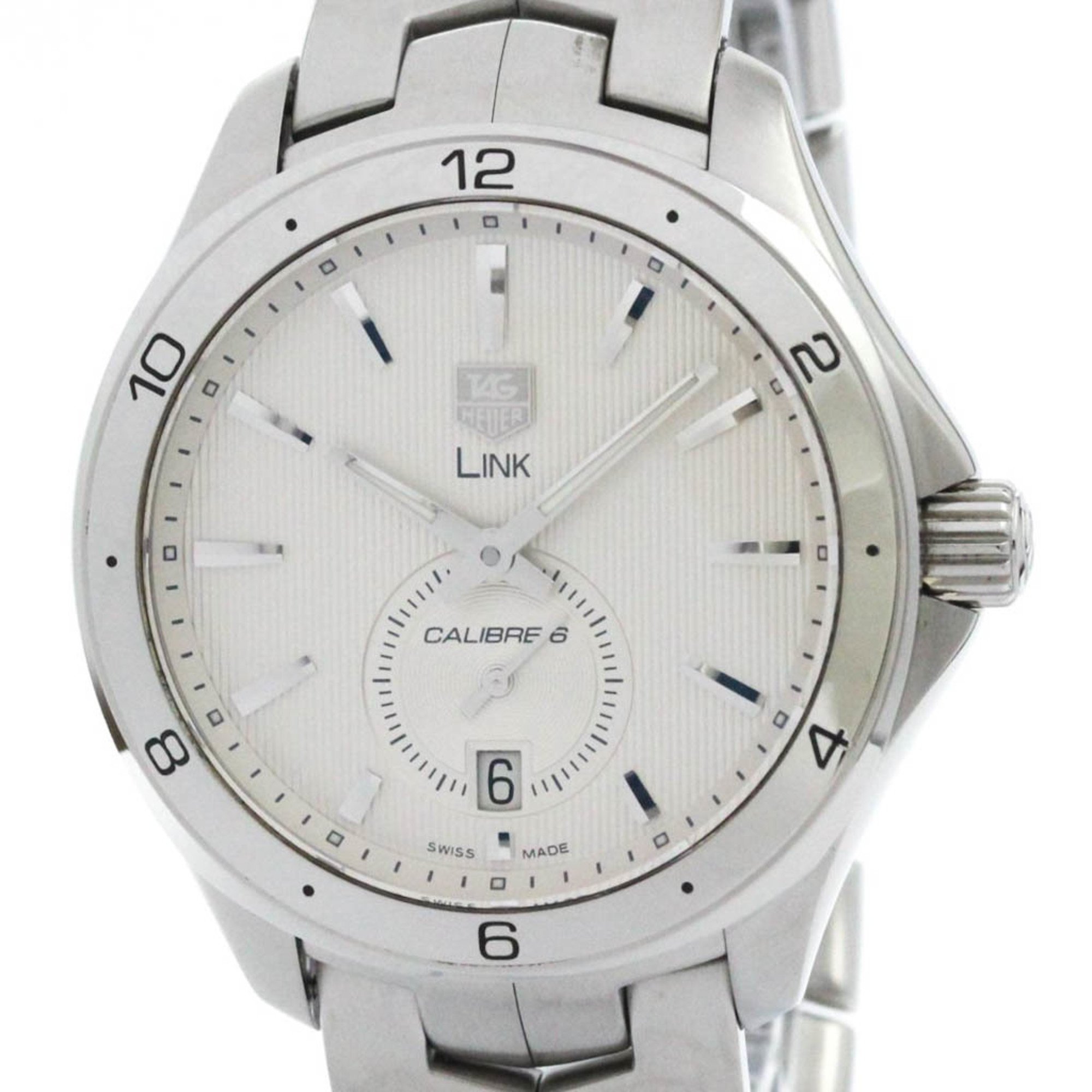 Polished TAG HEUER Link Calibre 6 Steel Automatic Mens Watch WAT2111 BF576072