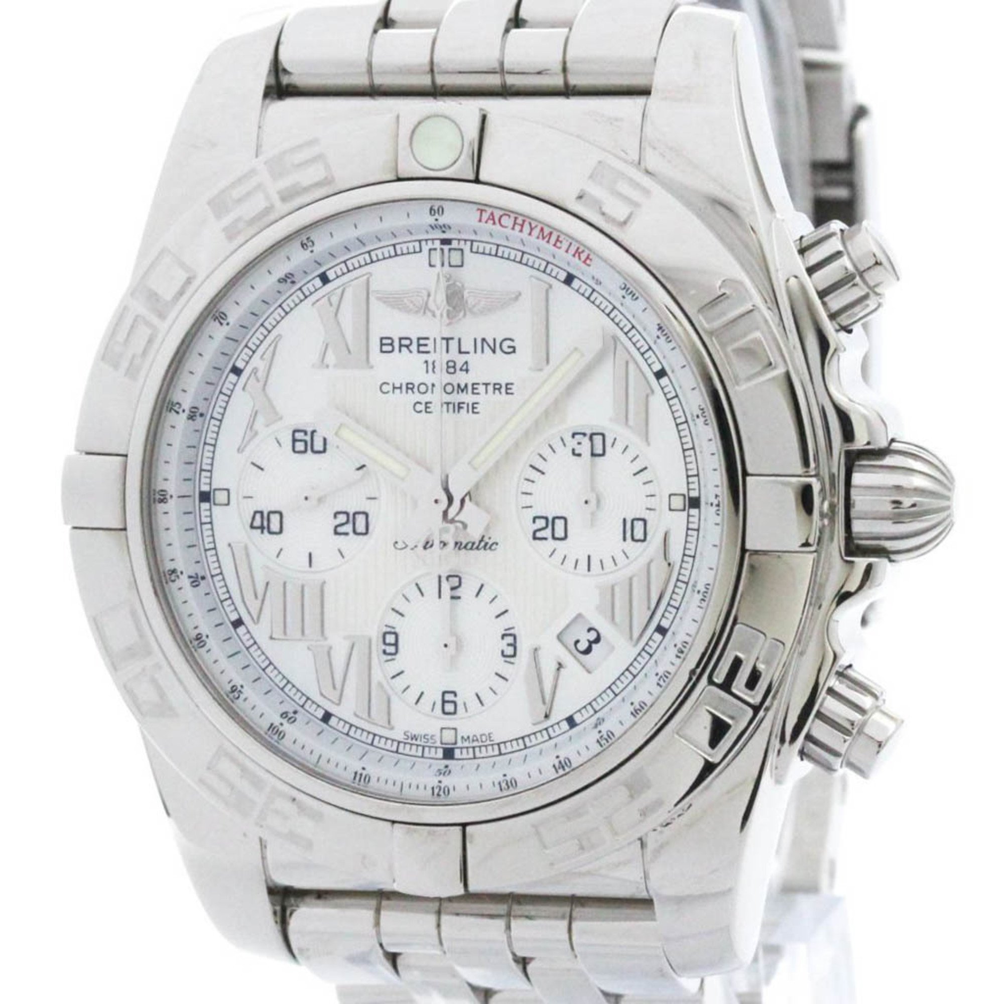 Polished BREITLING Chronomat 44 MOP Dial Steel Automatic Watch AB0110 BF575803