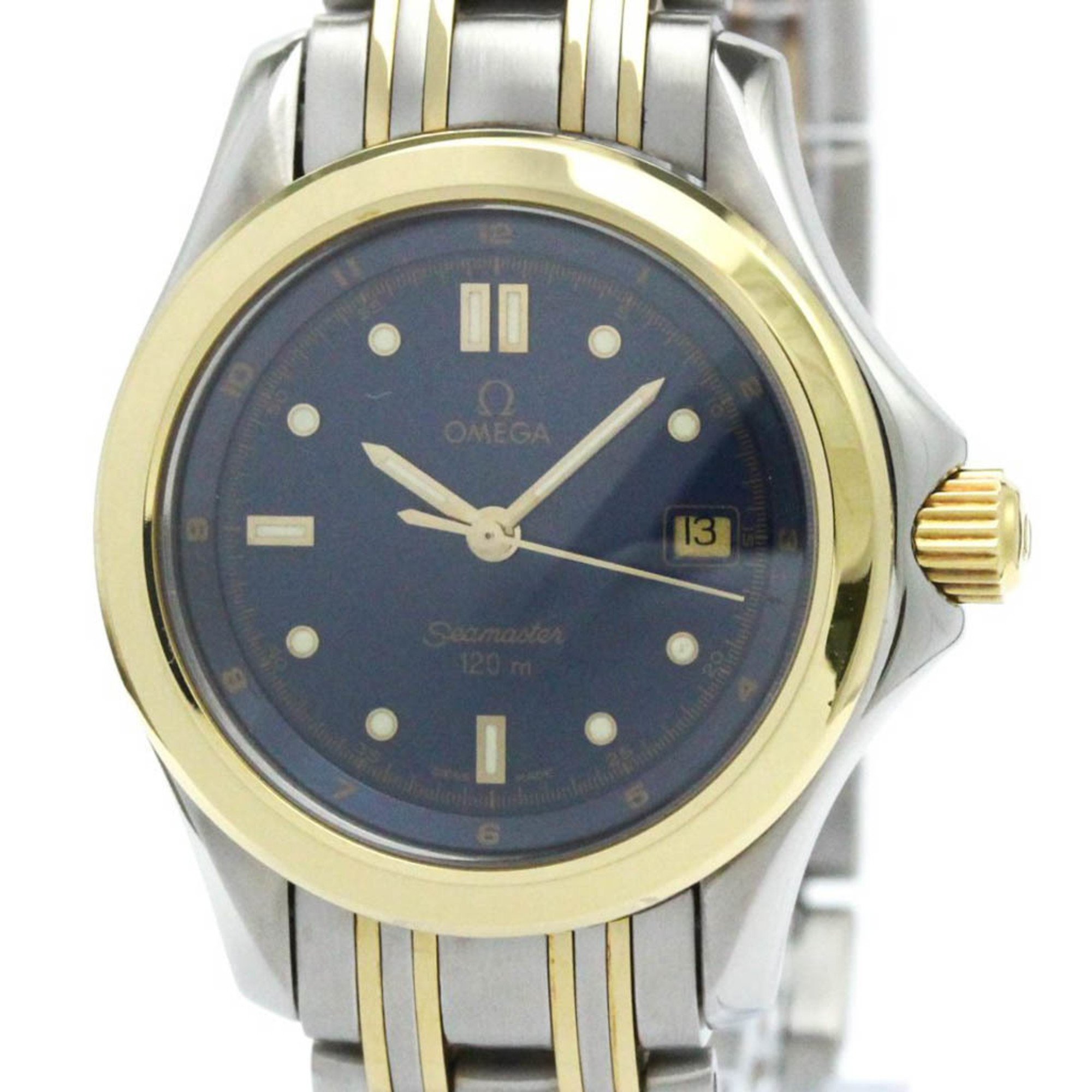 Polished OMEGA Seamaster 18K Gold Steel Quartz Ladies Watch 2411.80  BF570433