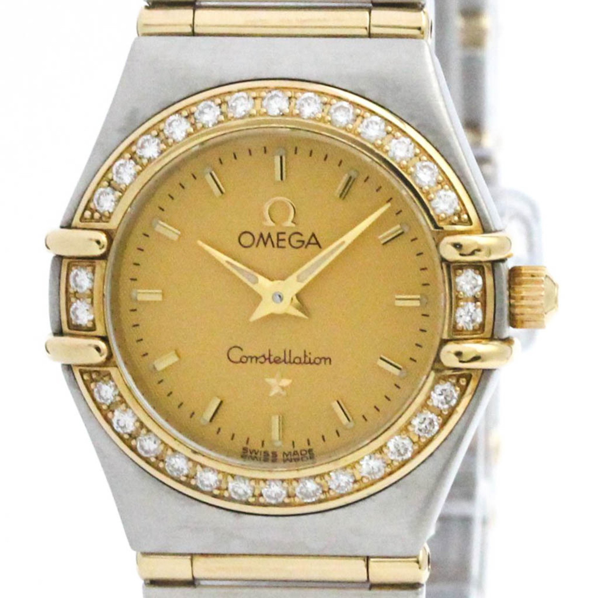 Polished OMEGA Constellation Diamond 18K Gold Steel Watch 1367.10 BF575760