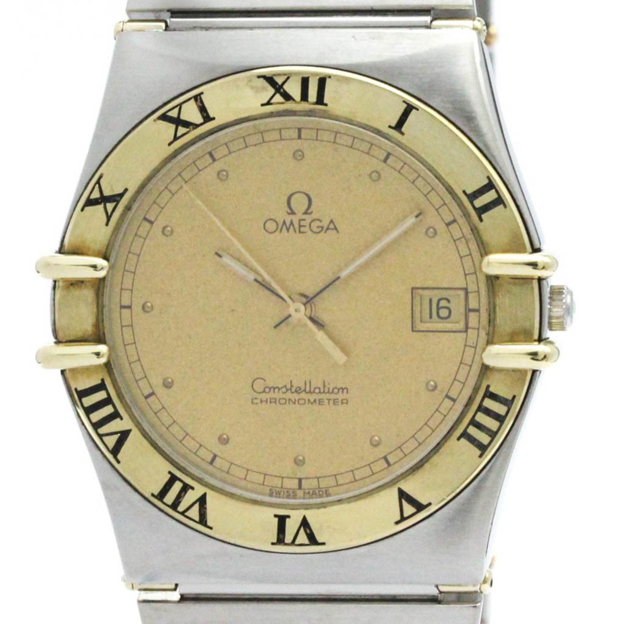 Polished OMEGA Constellation 18K Gold Steel Mens Watch 398.0876 BF575795