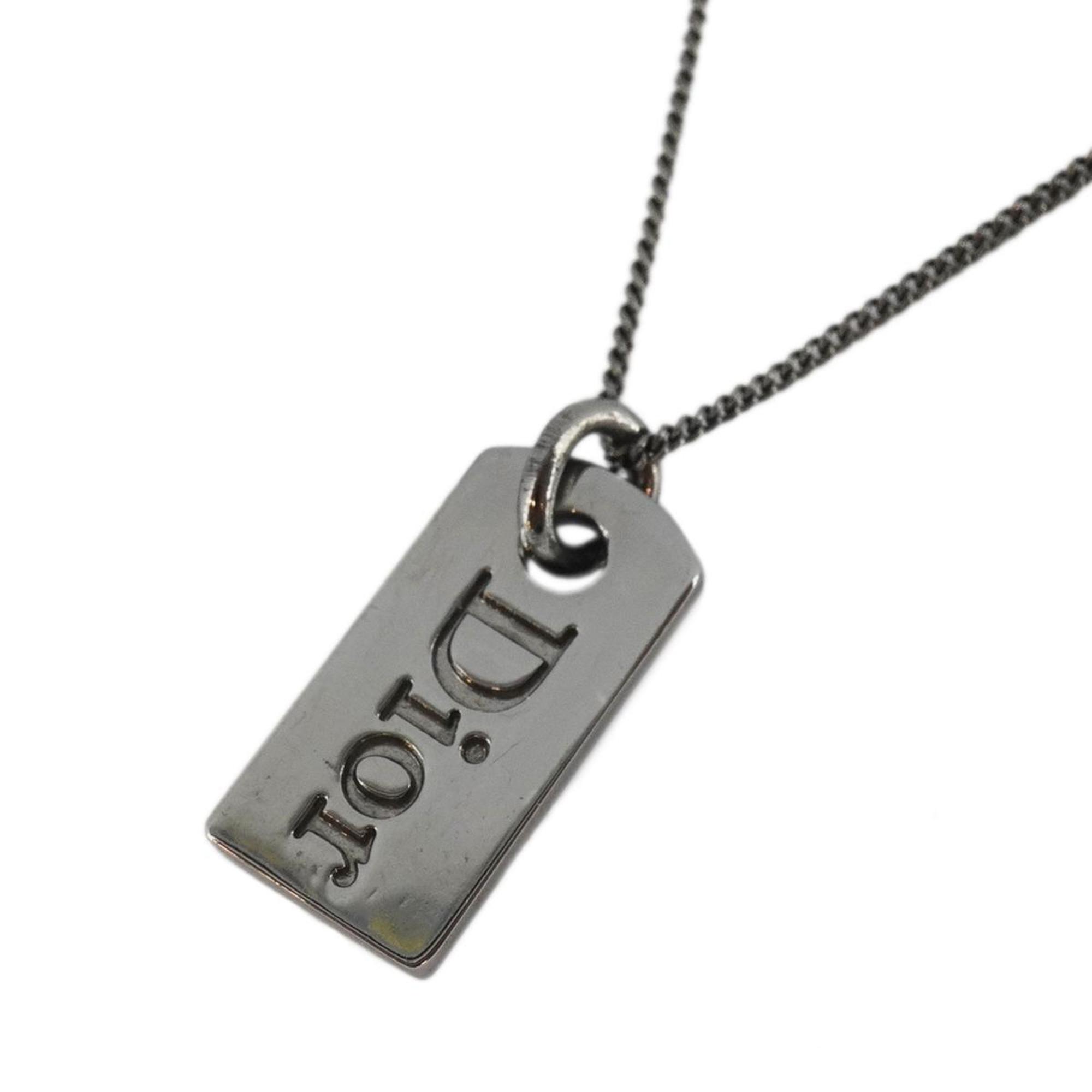 Christian Dior Necklace Plate Gunmetal Grey Women's