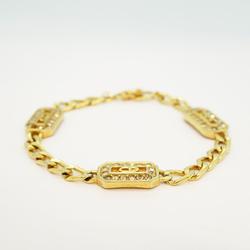 Christian Dior Bracelet CD Rhinestone GP Plated Gold Women's