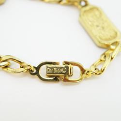 Christian Dior Bracelet CD Rhinestone GP Plated Gold Women's