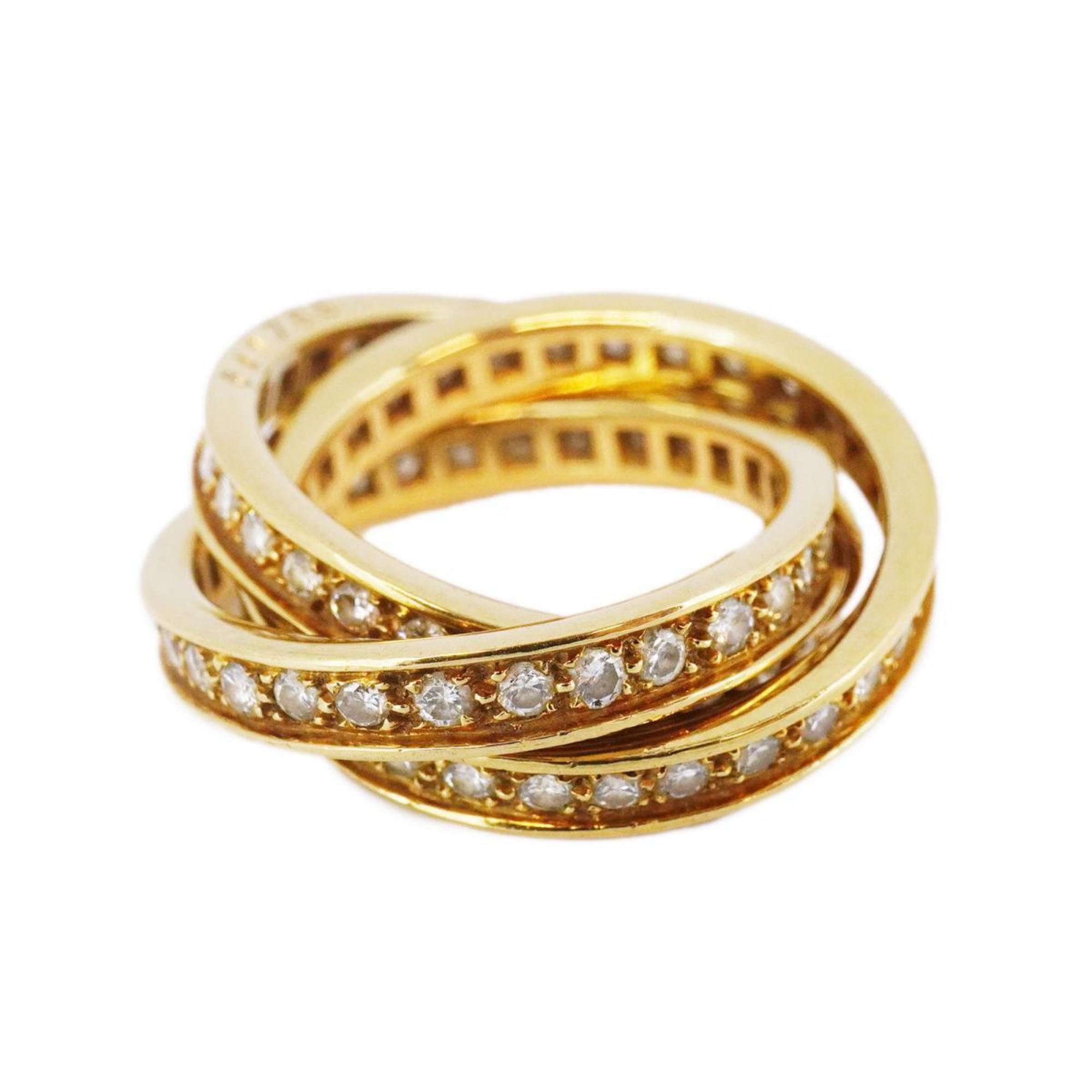 Cartier Ring Trinity Full Diamond Three Bangles 48 K18YG Yellow Gold Ladies