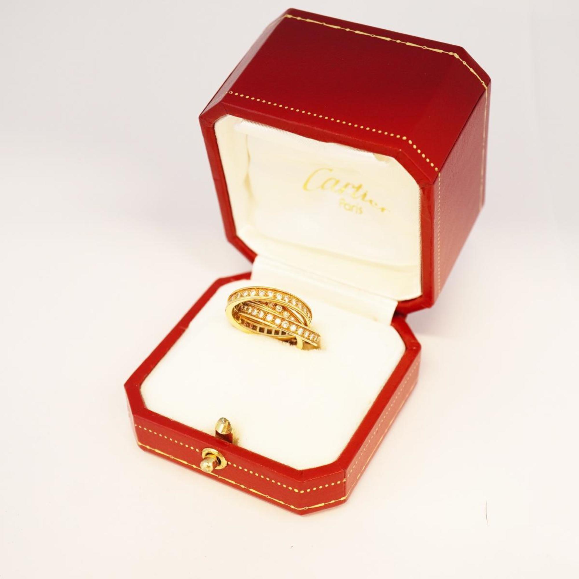 Cartier Ring Trinity Full Diamond Three Bangles 48 K18YG Yellow Gold Ladies